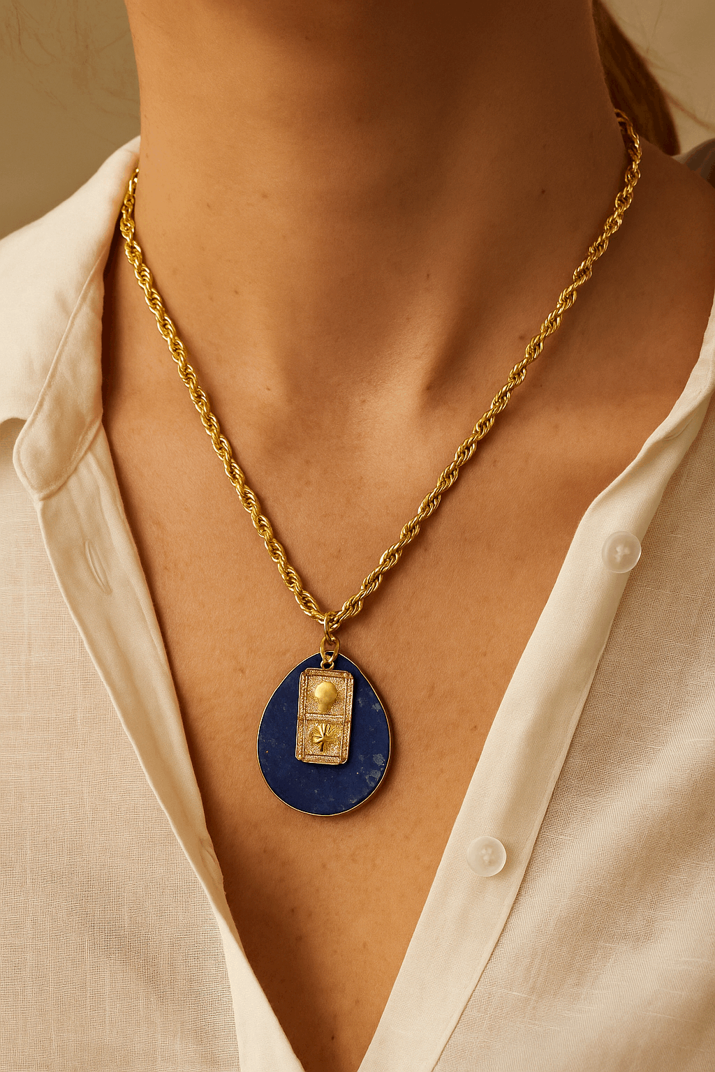 Lapis Lazuli Spiritual Teardrop Necklace