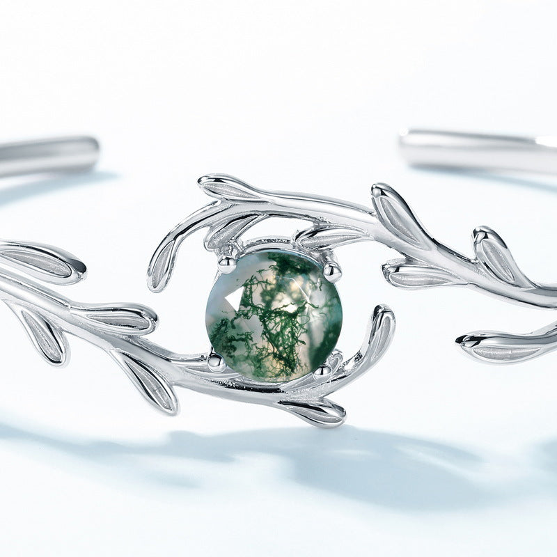 Sterling Silver Moss Agate Bracelet