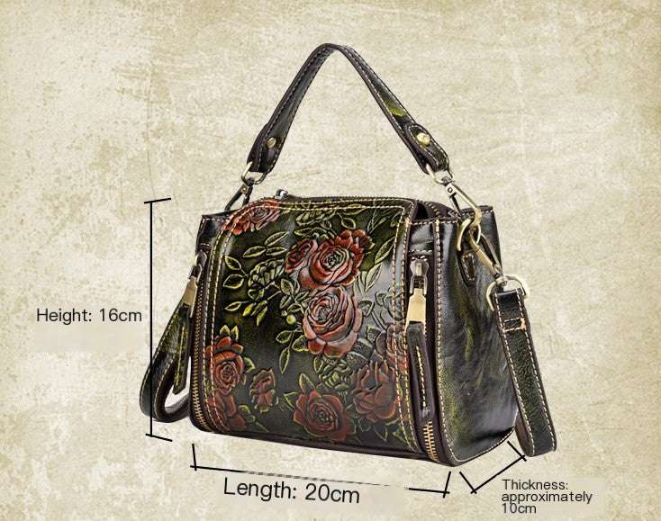 Genuine Leather Bag - Embossed Tote & Shoulder Bag