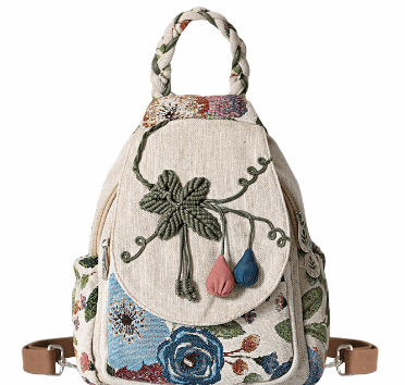 Floral Backpack with Multiple Compartments