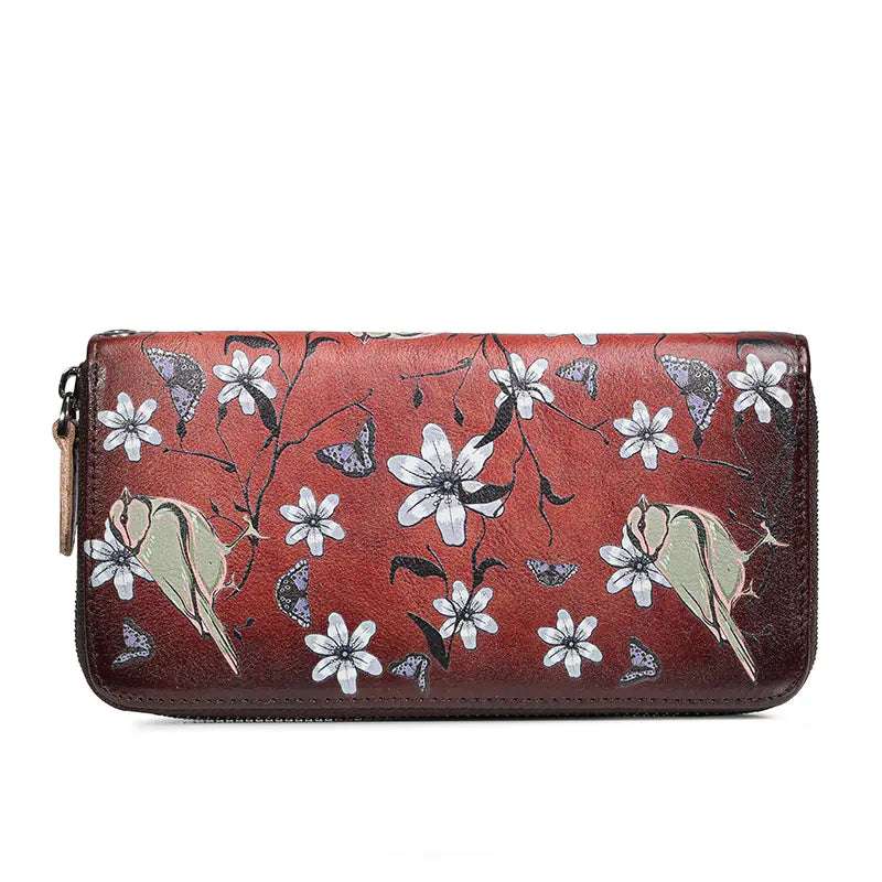 Vintage Women's Cowhide Zipper Wallet