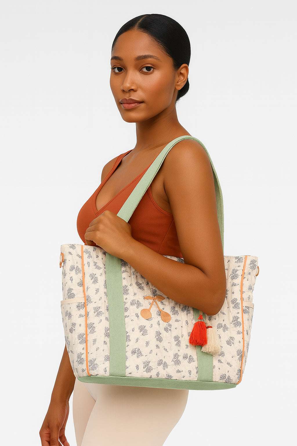 Floral Cherry Embroidered Bag