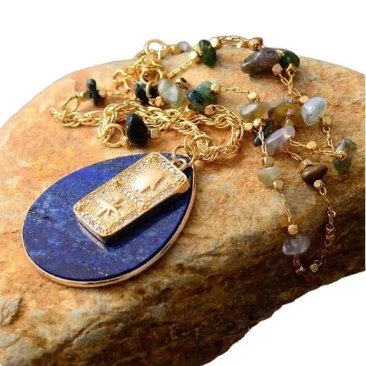 Lapis Lazuli Spiritual Teardrop Necklace