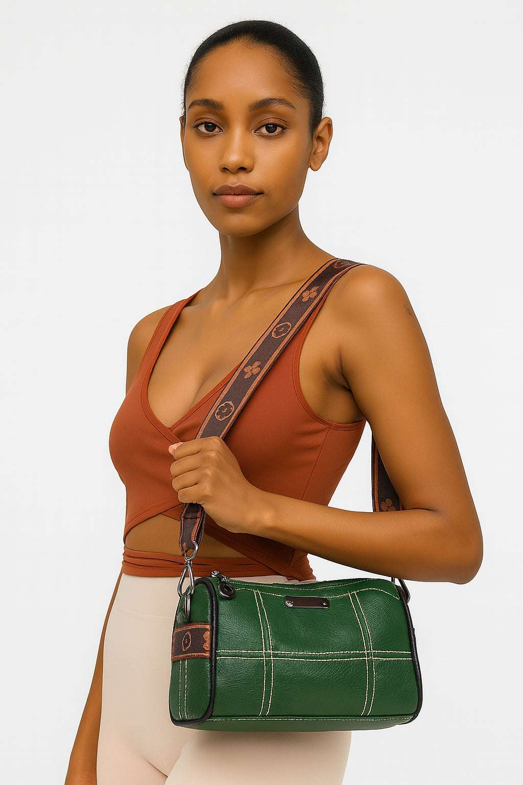 Genuine Leather Multi-Compartment Shoulder Bag