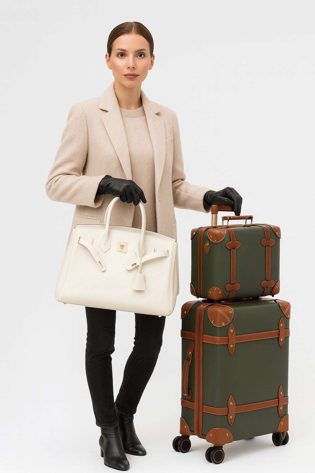 Hand Crafted Vintage Leather Luggage Set