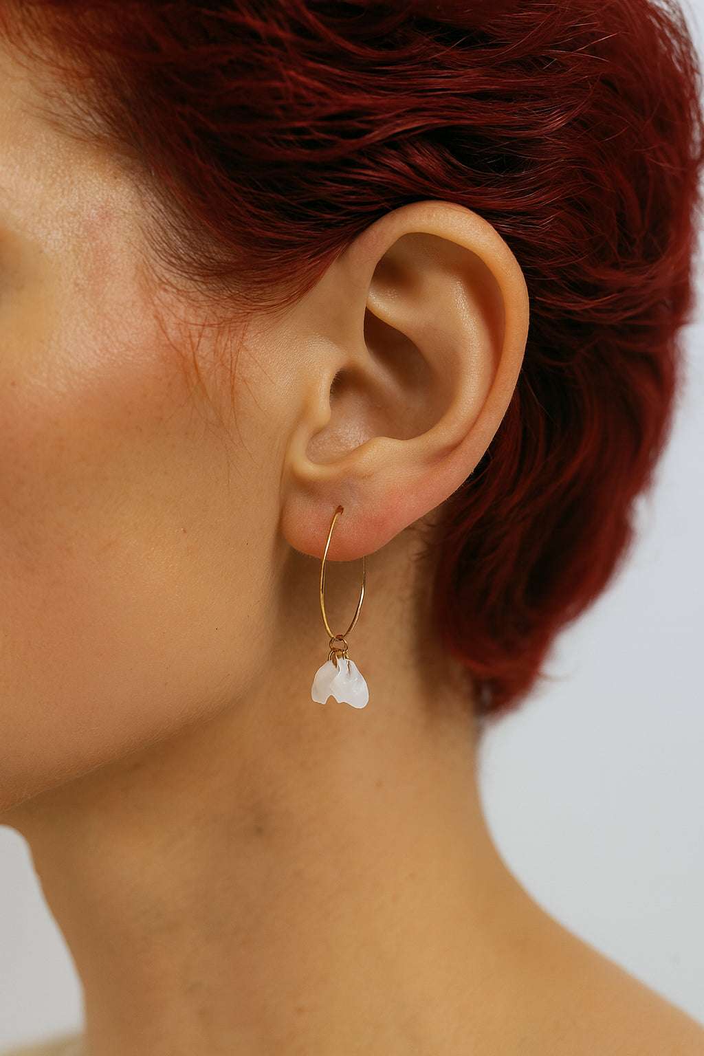 14k Gold Emma White Hoops