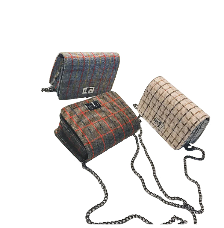 Plaid Wool Shoulder Bag