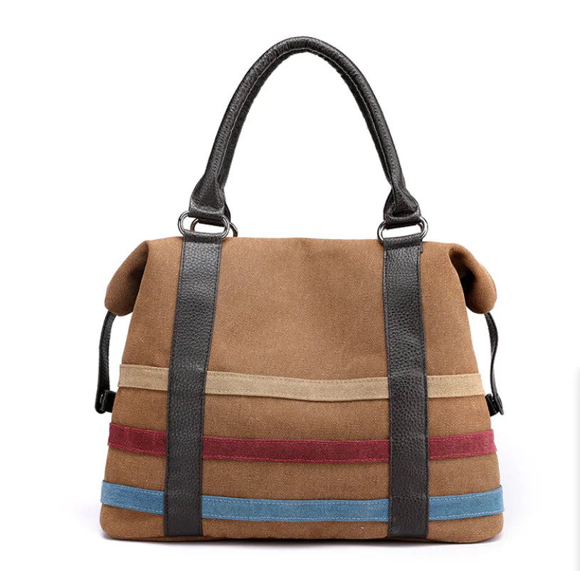 Striped Canvas Tote Bag for Travel and Everyday Use