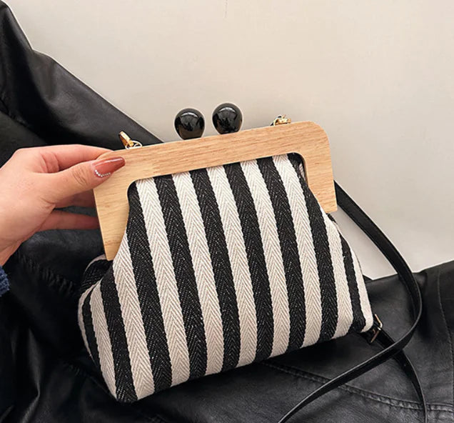 Vintage Wooden Buckle Shoulder Bag