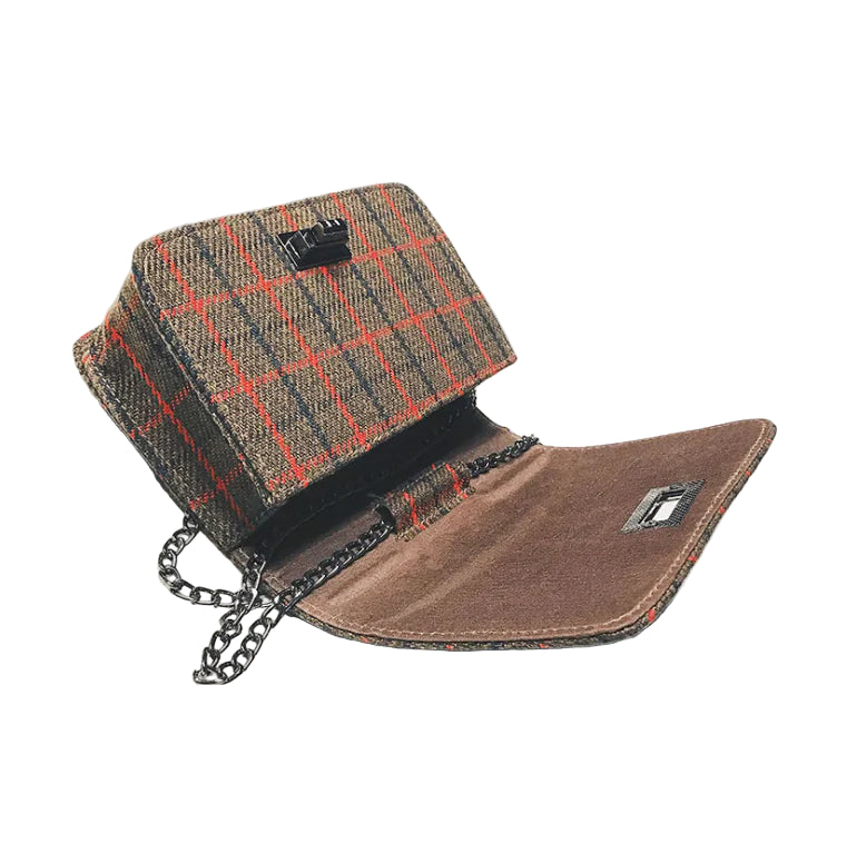Plaid Wool Shoulder Bag