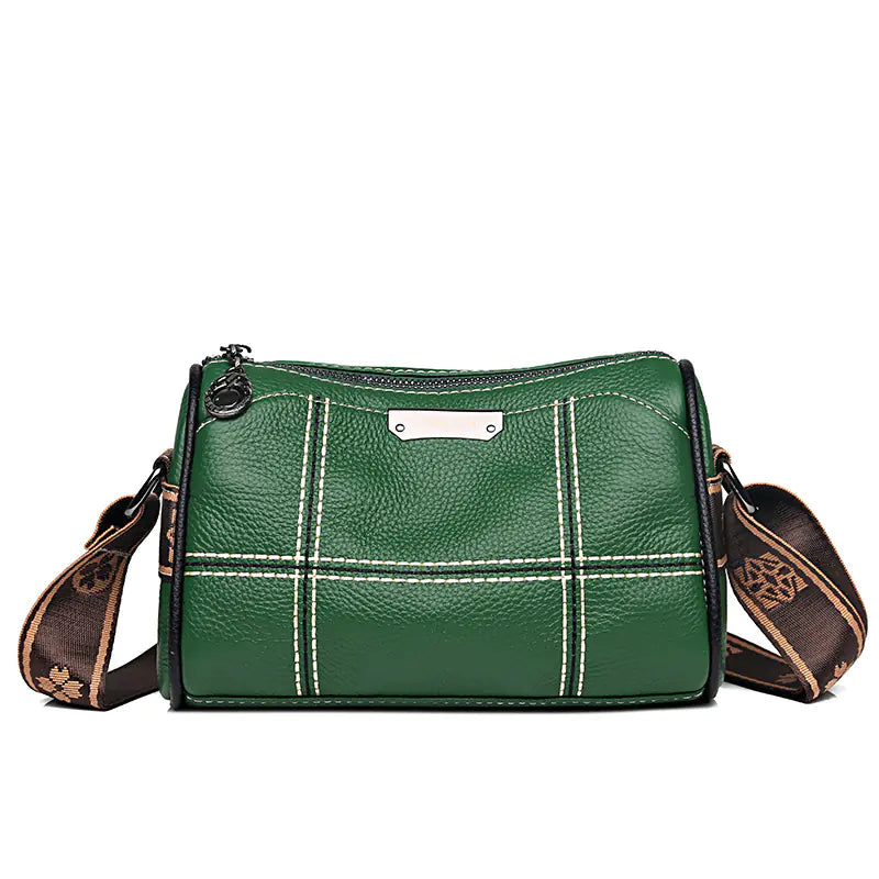 Genuine Leather Multi-Compartment Shoulder Bag