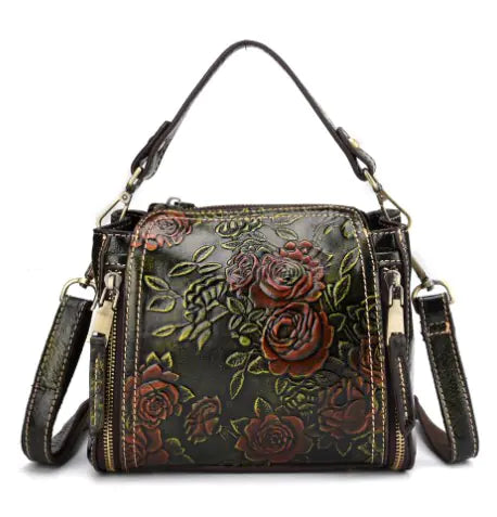Genuine Leather Bag - Embossed Tote & Shoulder Bag