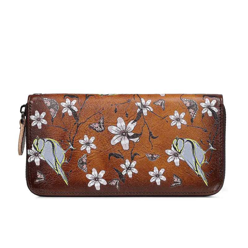 Vintage Women's Cowhide Zipper Wallet