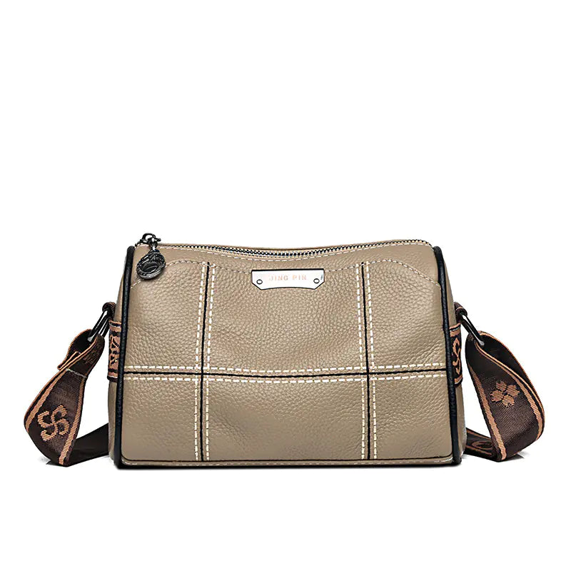 Genuine Leather Multi-Compartment Shoulder Bag