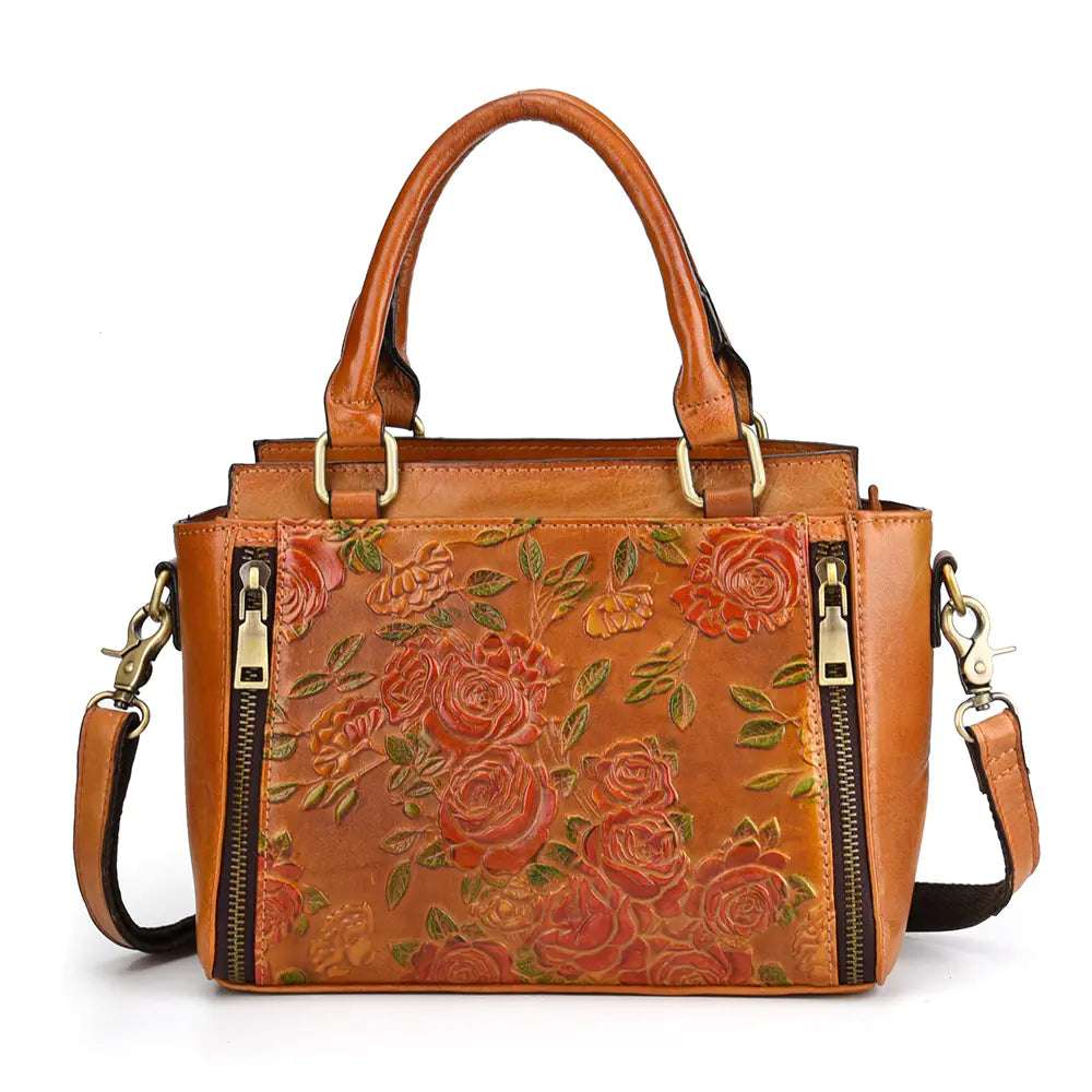 Genuine Leather Bag - Embossed Tote & Shoulder Bag